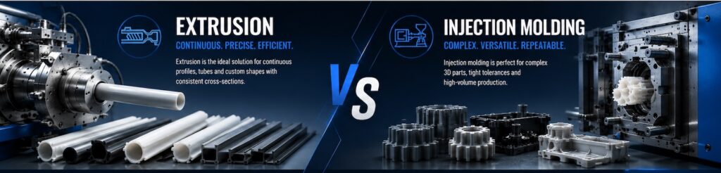 Extrusion vs injection moulding